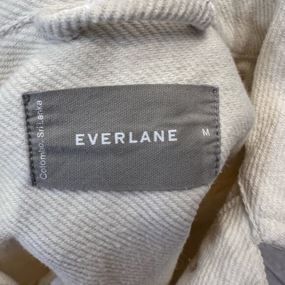 Everlane Cream Oversized Shirt Jacket Womens M Button Up Twill Cotton Collared - Picture 7 of 9